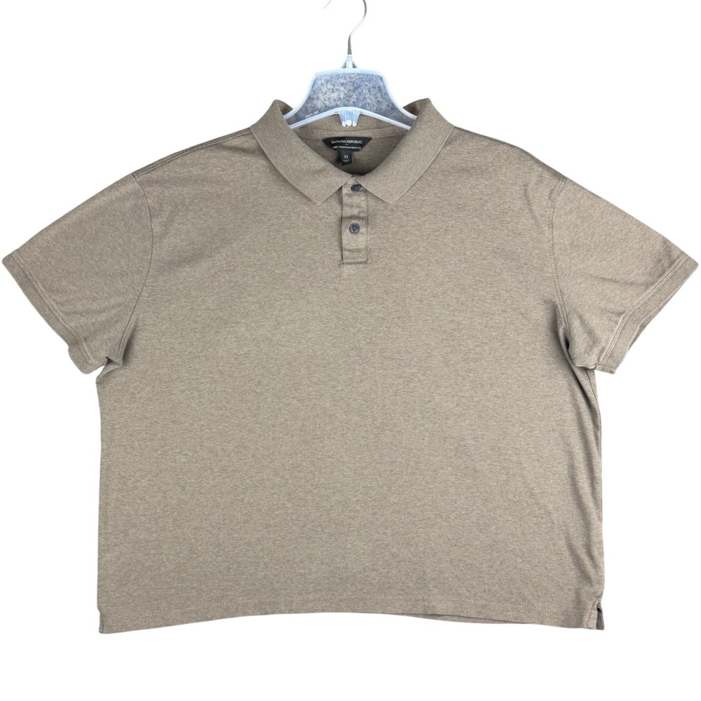 Banana Republic Men's XL Luxe Touch‎ Performance Polo Shirt Toasted Brown Cotton